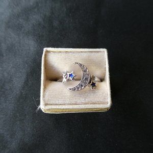 Moon & star ring 925 sterling silver Size 7